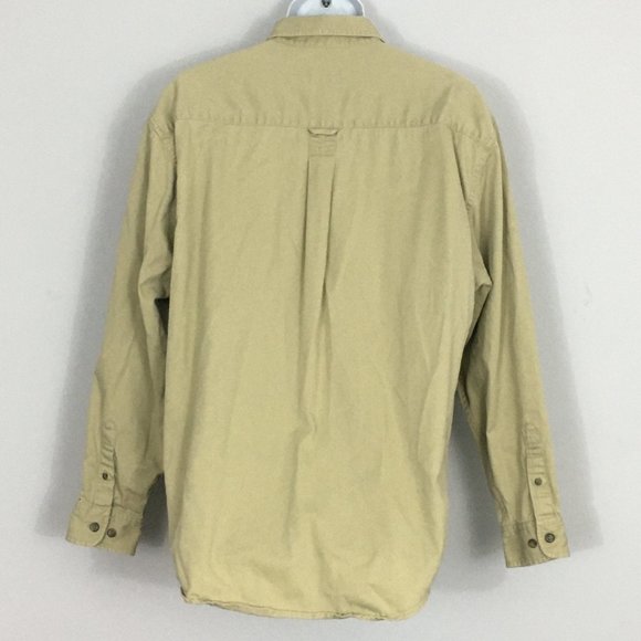 Eddie Bauer Mens M Tan !00% Cotton Long Sleeve Button Up Collared Dress Shirt - Picture 3 of 8